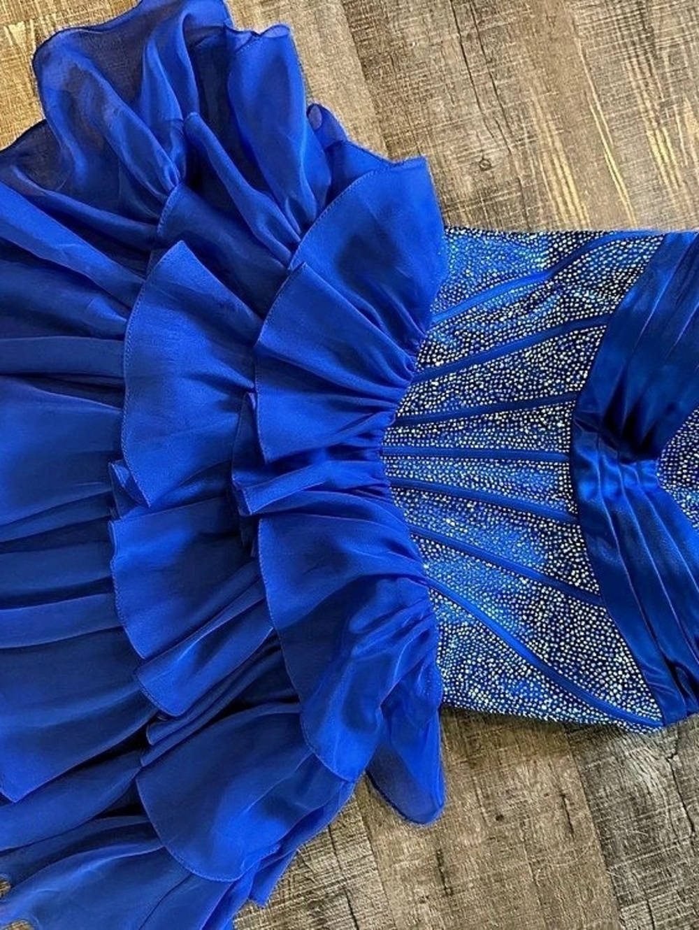 Sherri Hill Blue Ruffle Mini Dress Like New